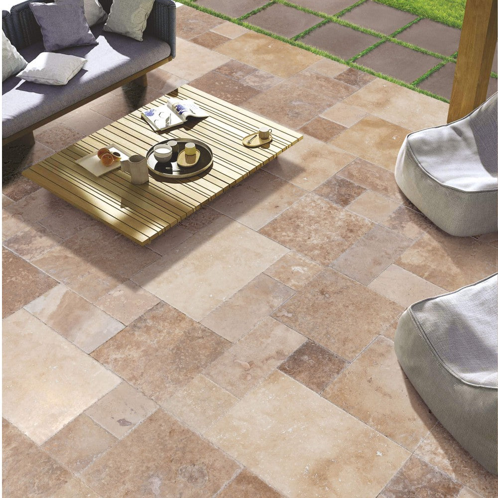 Volcano Antique French Pattern Set Travertine Tile