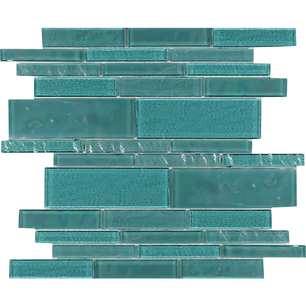 Aquatica Greenstone Linear Glass Mesh Tile 11.75"x11.75" - Treasure Collection