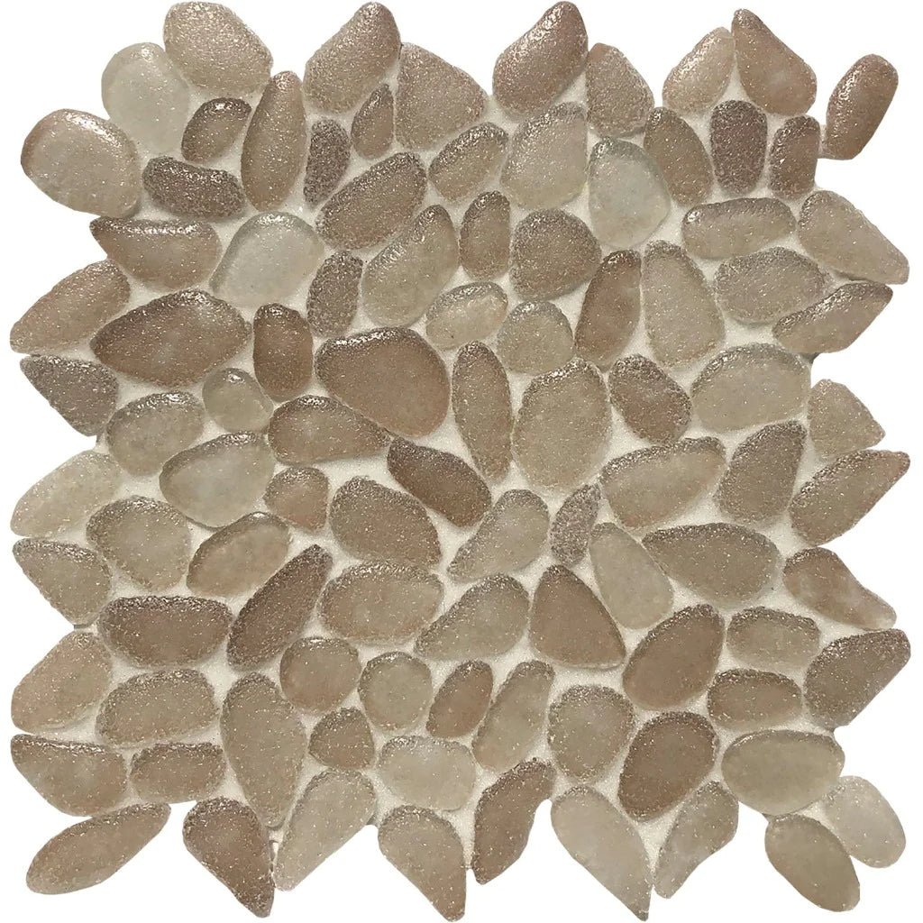 Aquatica Sandy Beige Random Pebble Mosaic 10.5"x10.5" - Liquid Rocks Collection