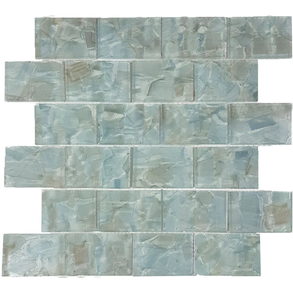 Aquatica Hyacinth 2"x3" Glass Mosaic Tile 11.75"x11.75" - Flower Glass Collection