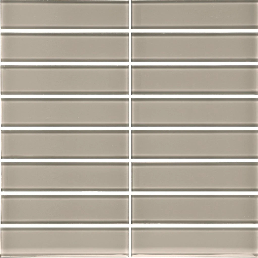 Aquatica Smoke 1.5"x6" Stacked Glass Mosaic Tile 11.75"x11.75" - Element Collection