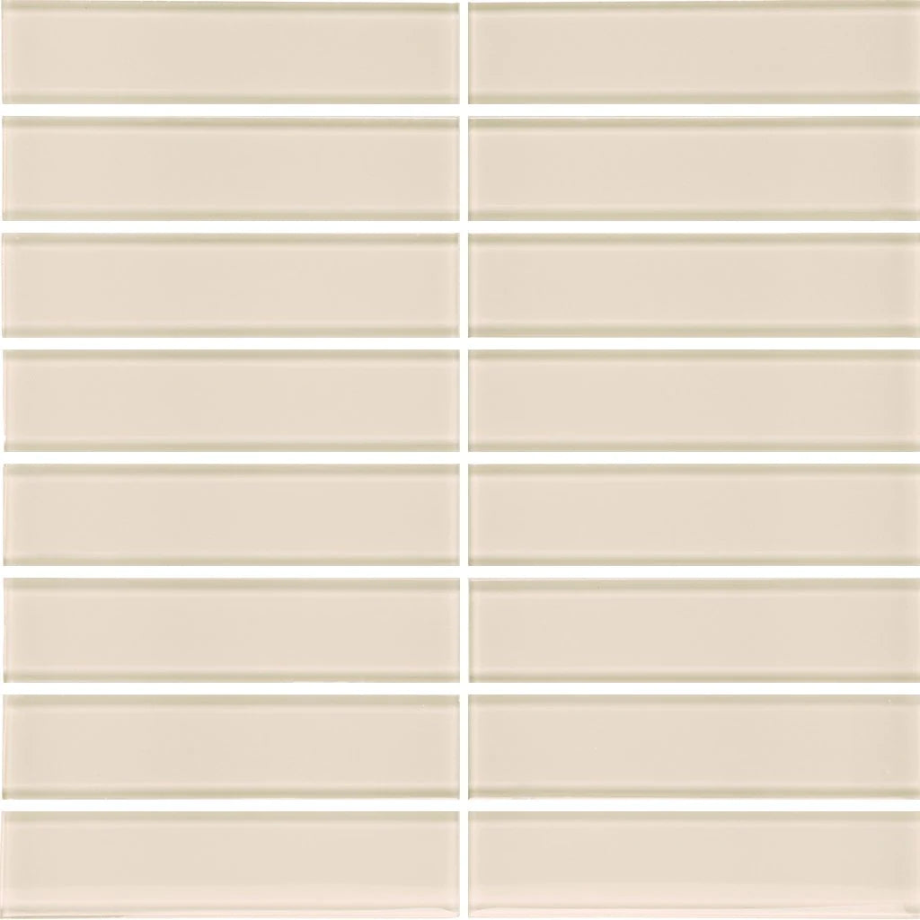 Aquatica Sand 1.5"x6" Stacked Glass Mosaic Tile 11.75"x11.75" - Element Collection