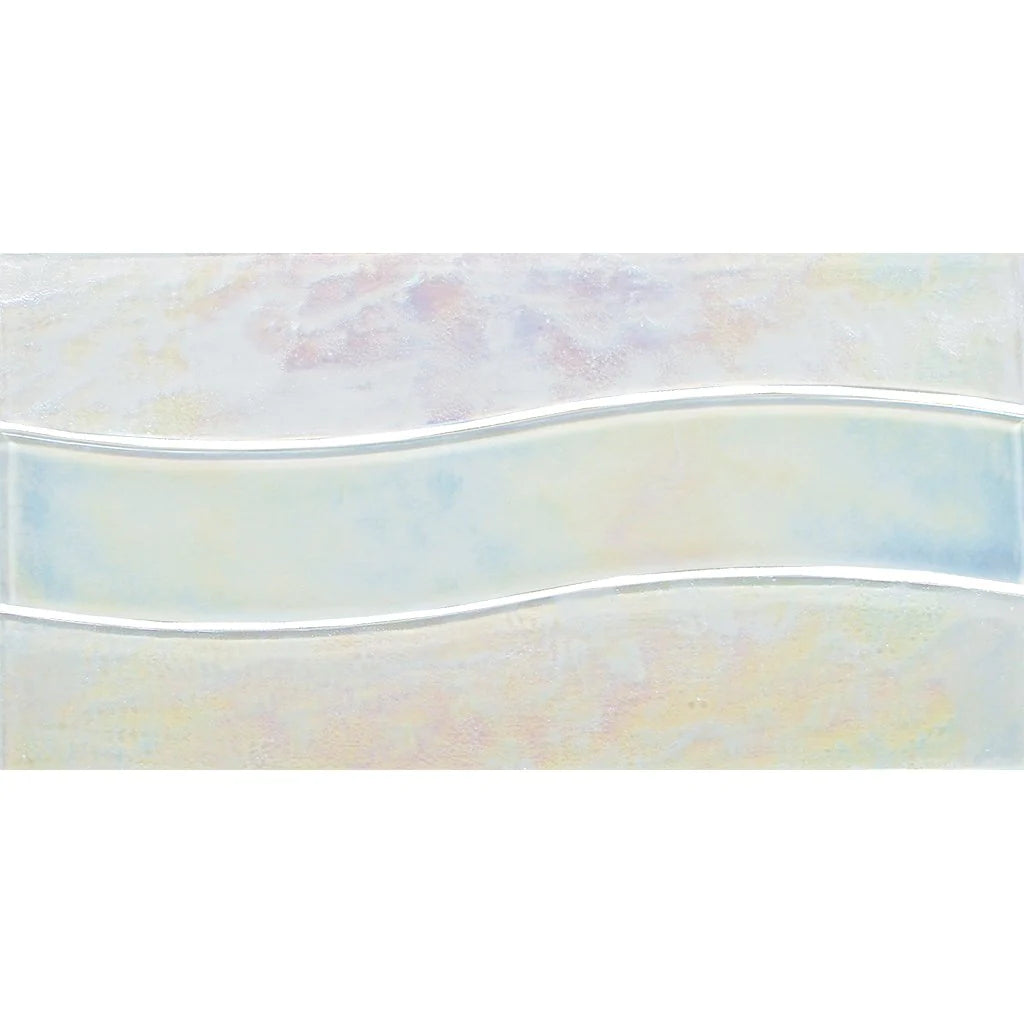 Aquatica White Pool Waveglass Waterline Glass Tile 6"x12" - Border Wave Collection