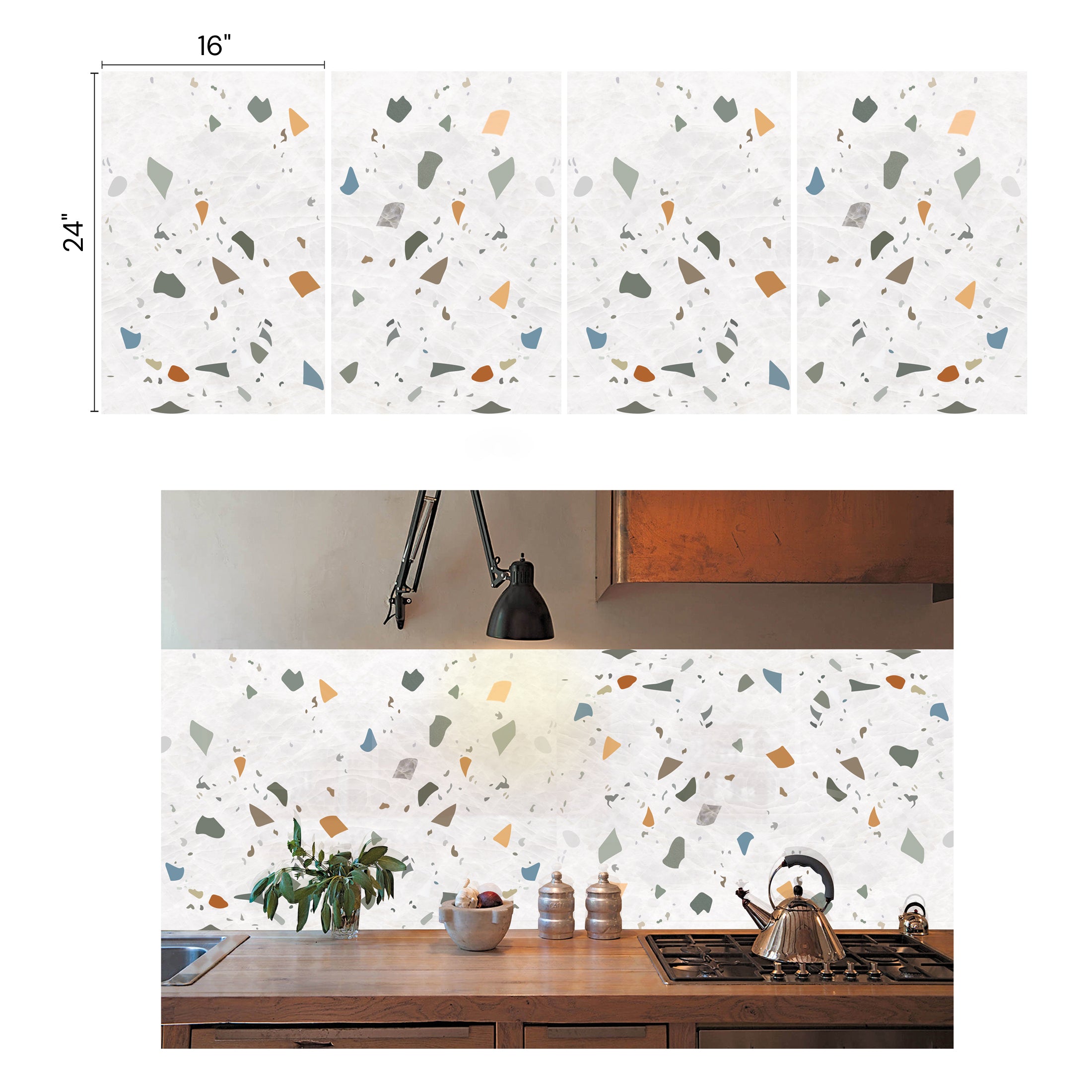 Terrazzo Pattern Peel&Stick PVC Panel for Wall and Floor - 16"x24"