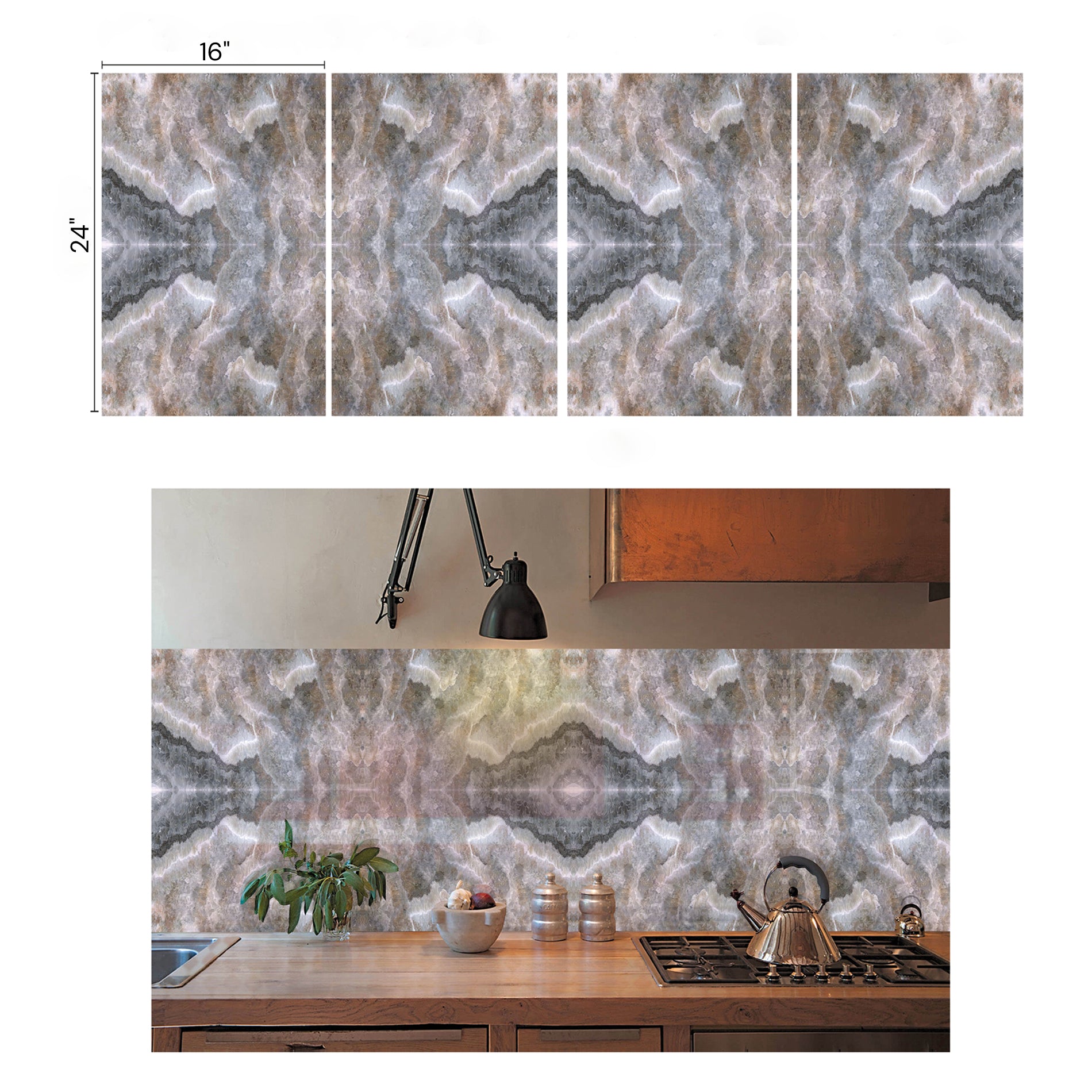 Iced Coffee Marble Look Peel&Stick PVC Panel for Wall and Floor - 16"x24"