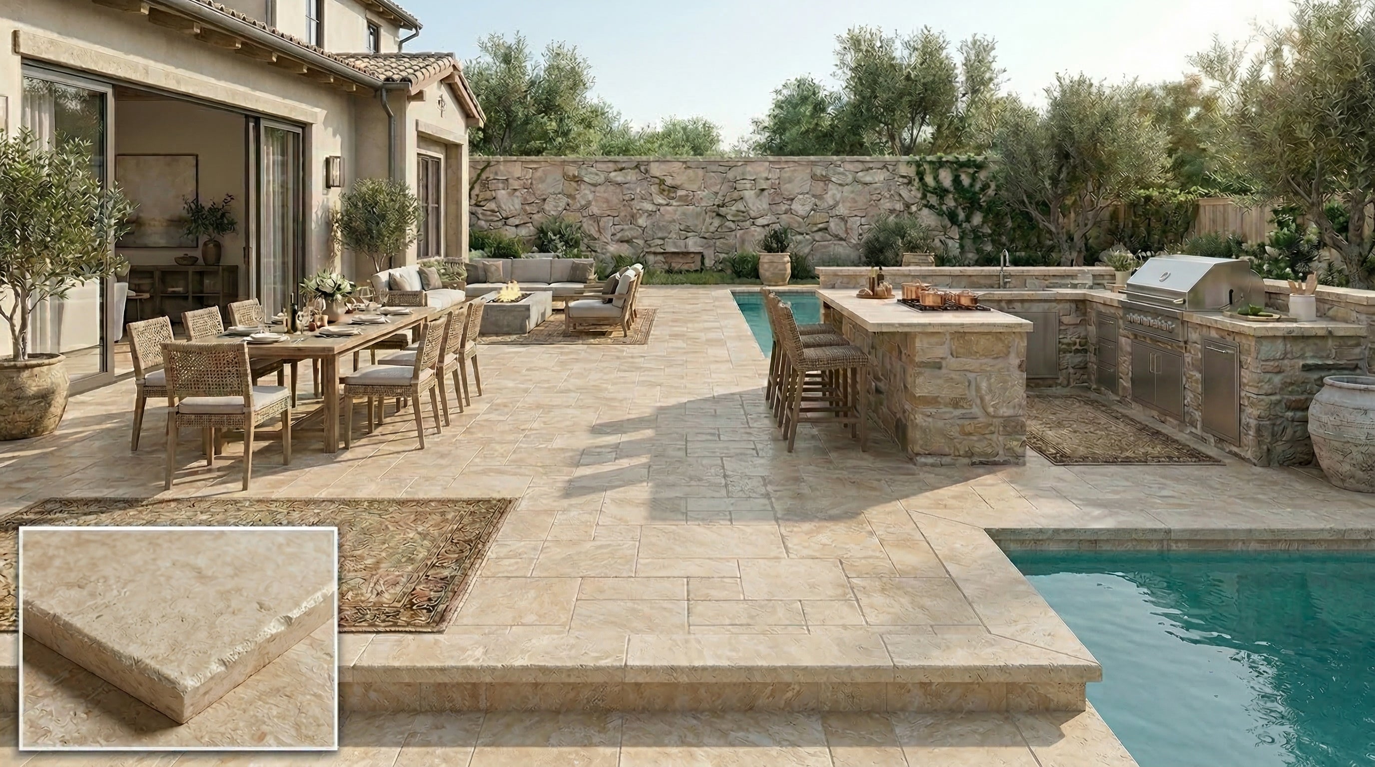 Scott Rustic Antique French Pattern Set Travertine Tile