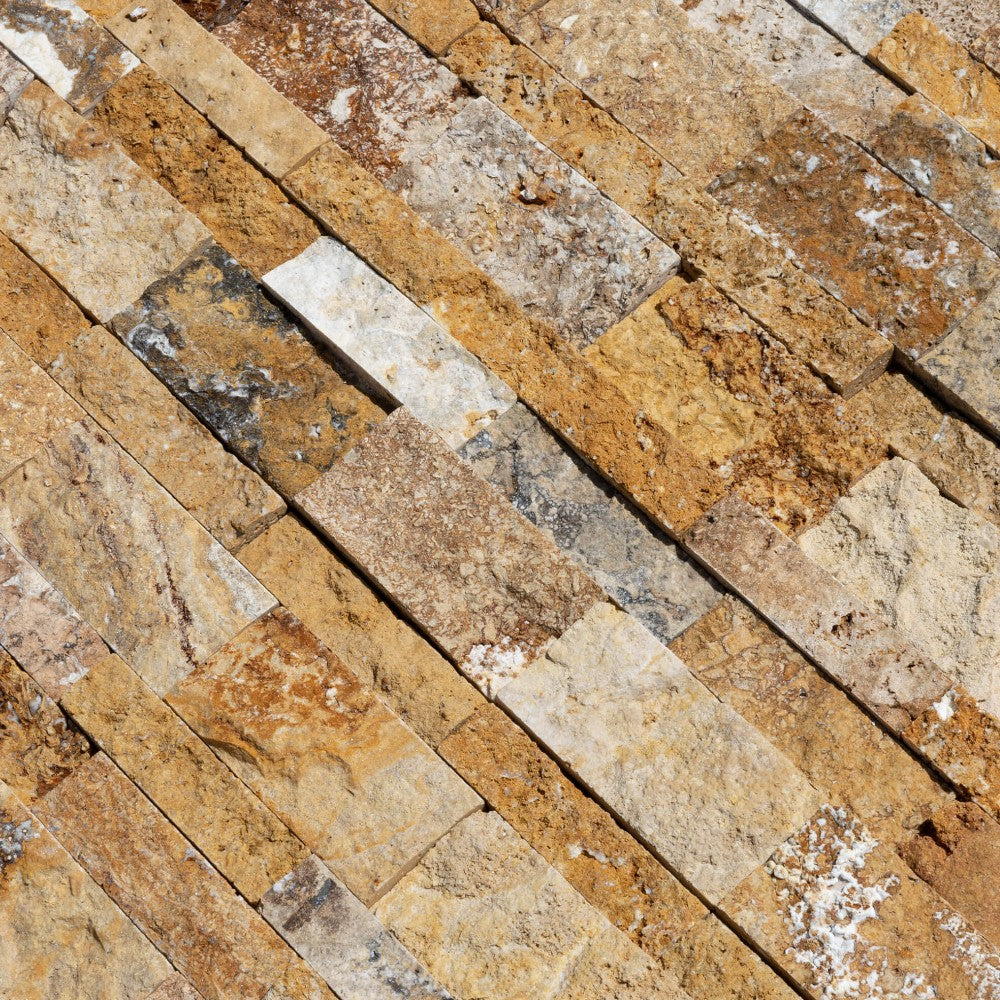 Scabos Travertine Split Face Stacked Stone Ledger Panel