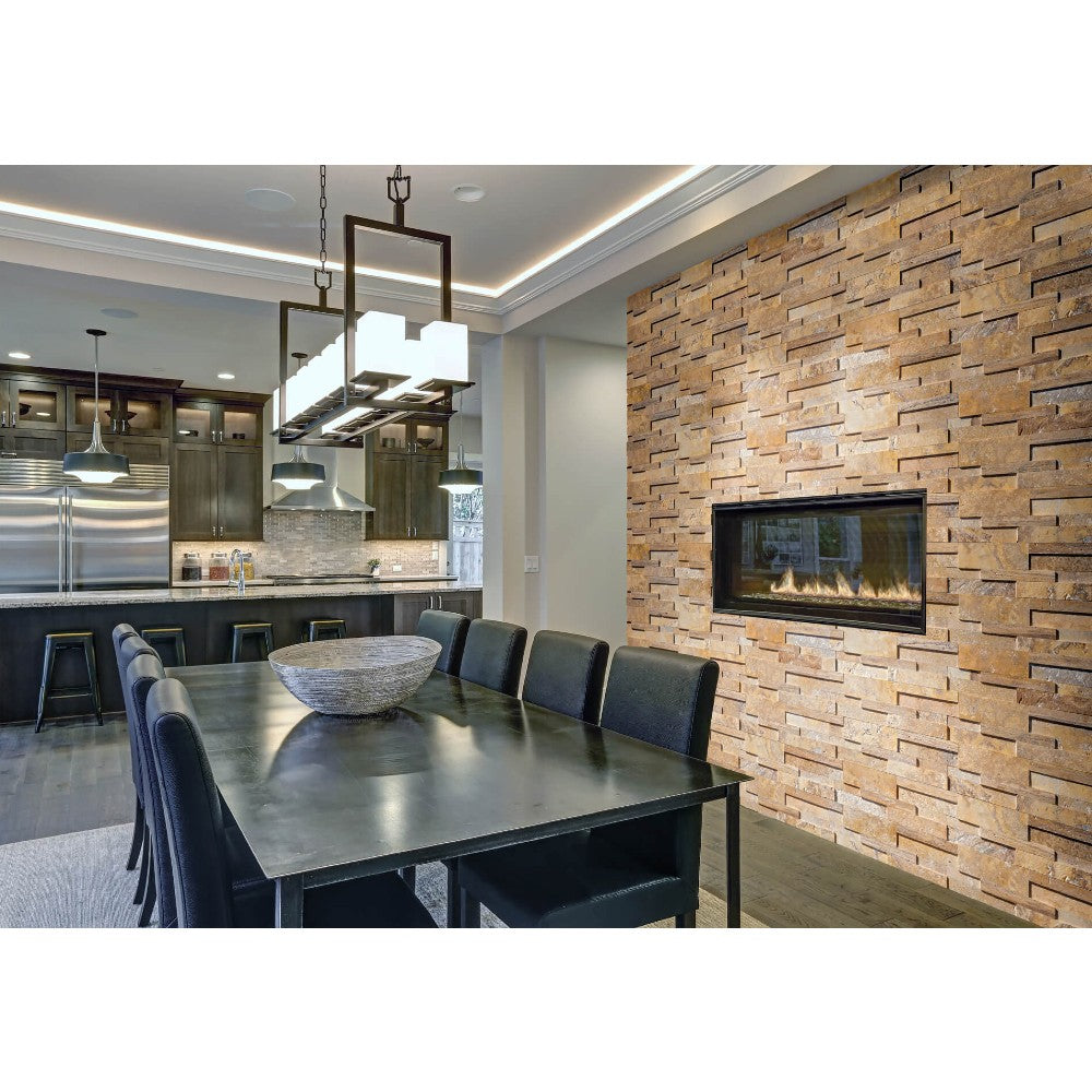 Gold 3D Travertine Ledger Panel