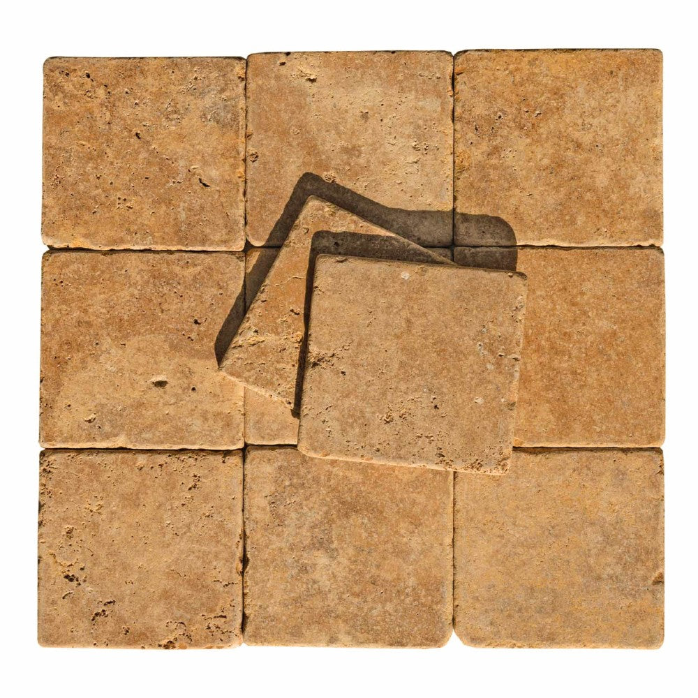 Gold Yellow Tumbled Travertine Tiles