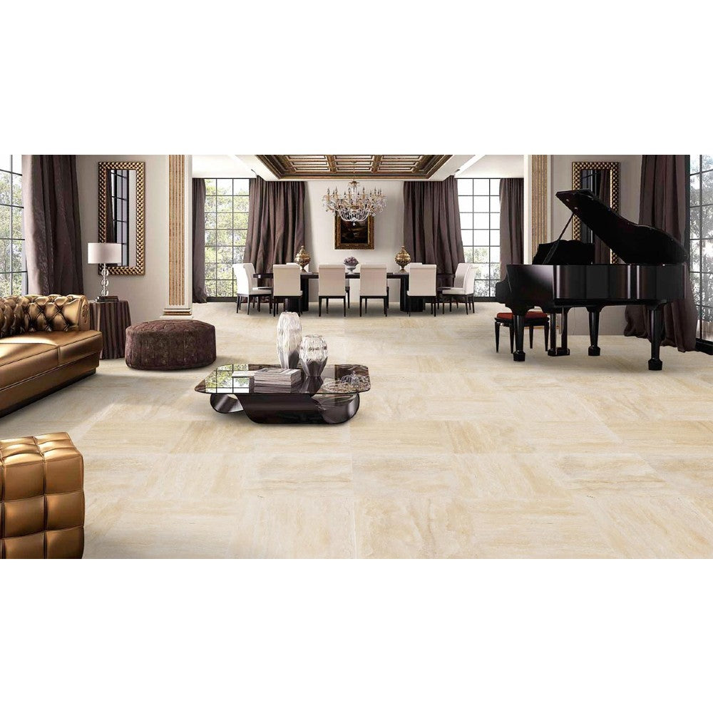 Denizli Beige Rustic Vein Cut Travertine Tile