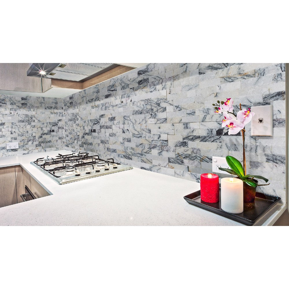 Lilac Marble Split Face Stacked Stone Ledger Panel