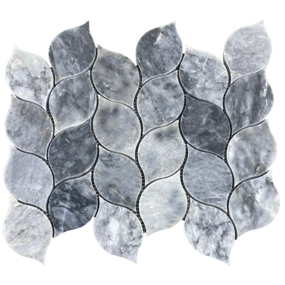 Luna Sky Marble Leaf on 12" x 12" Mesh Mosaic Tile
