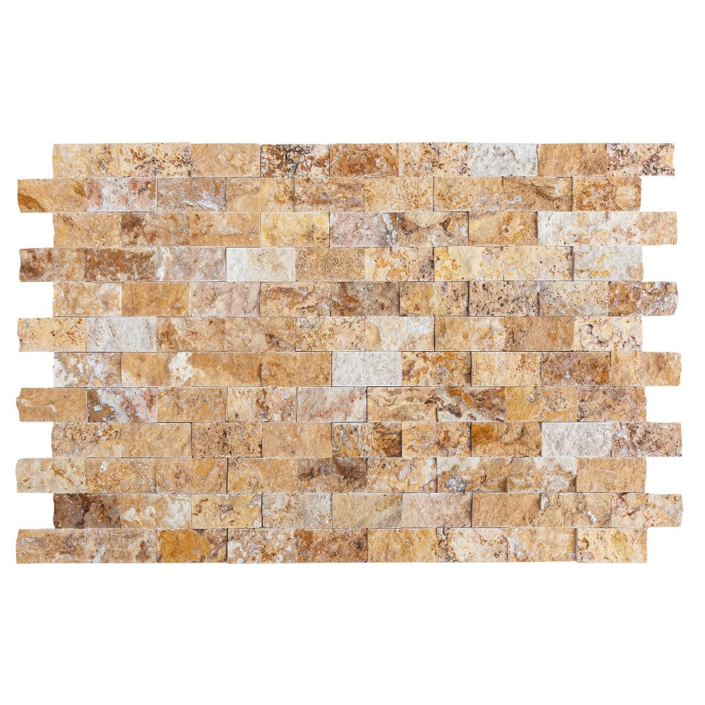 Scabos Travertine Split Face Stone Siding Mosaic Tiles