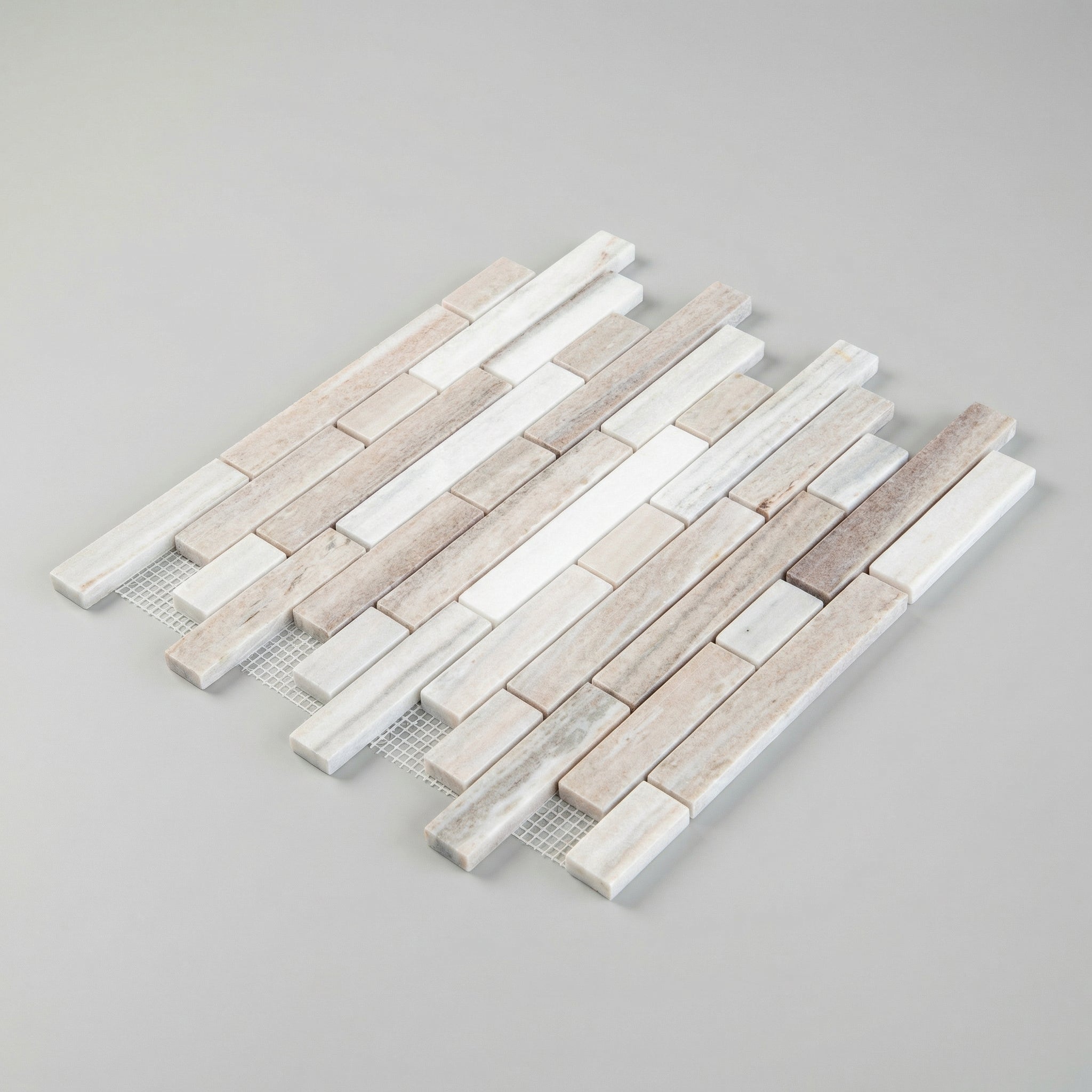 Palissandro Marble Linear Honed on 12" x 12" Mesh Mosaic Tile