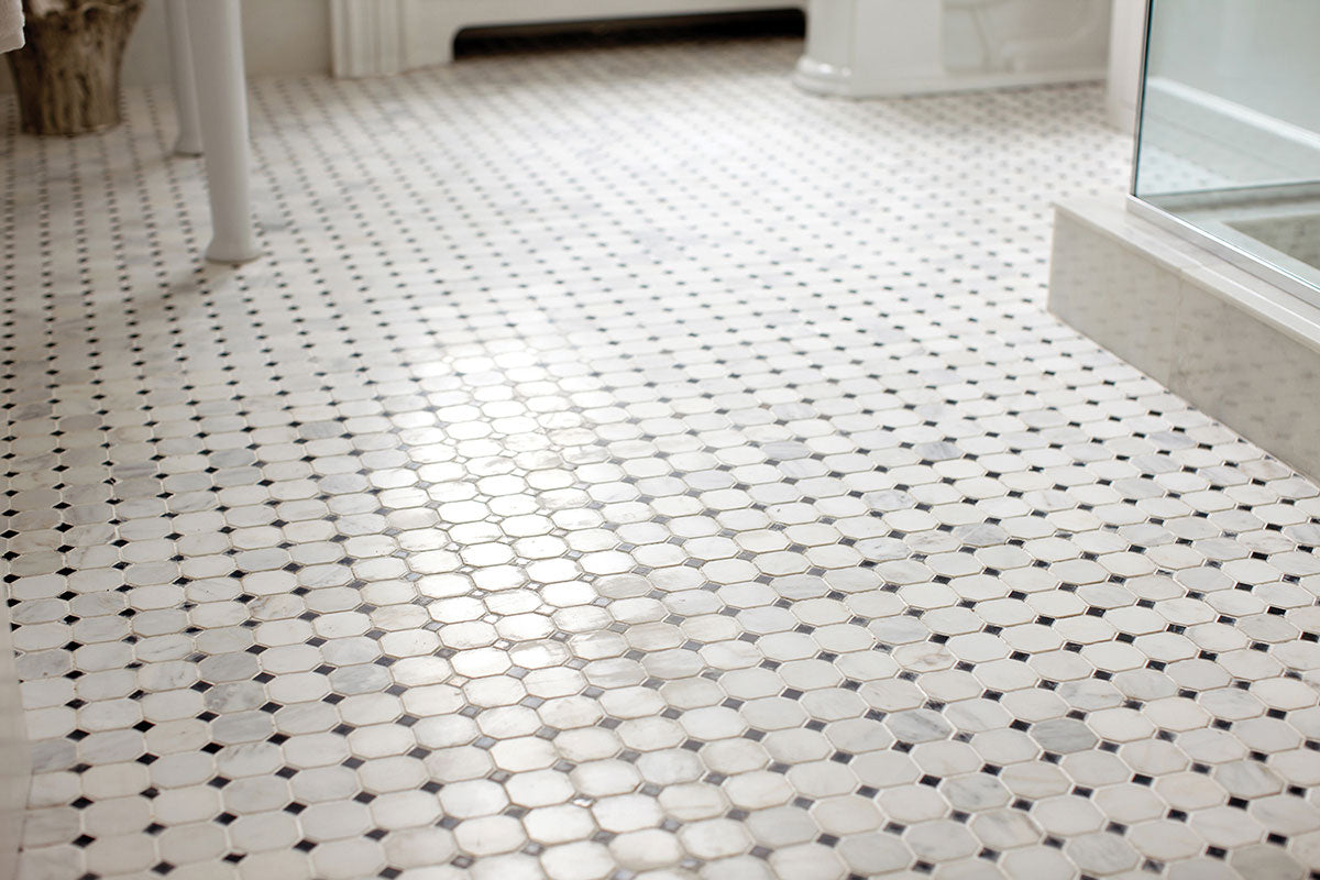 MSI Greecian White 2" Octagon Polished Marble Mosaic Tile 12"x12"
