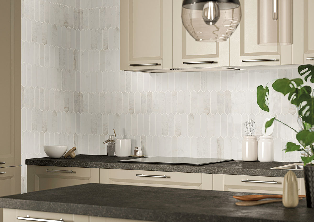 MSI Arabescato Venato White Picket Honed Marble Mosaic 11.73"x12.00"