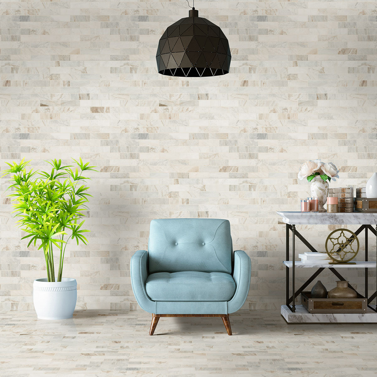MSI Arabescato Venato White Honed Marble Mosaic 11.73"x11.73"