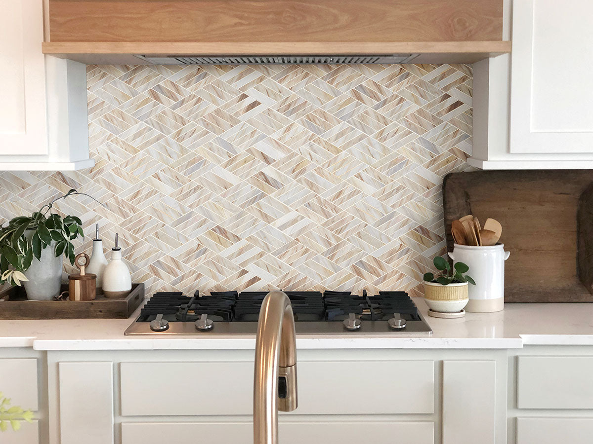 MSI Angora Rhombus Polished Marble Mosaic 12"x12"