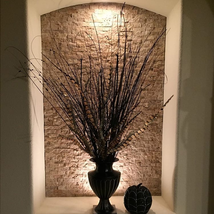 Travertine Noce Brown Split Face Mosaic Tile
