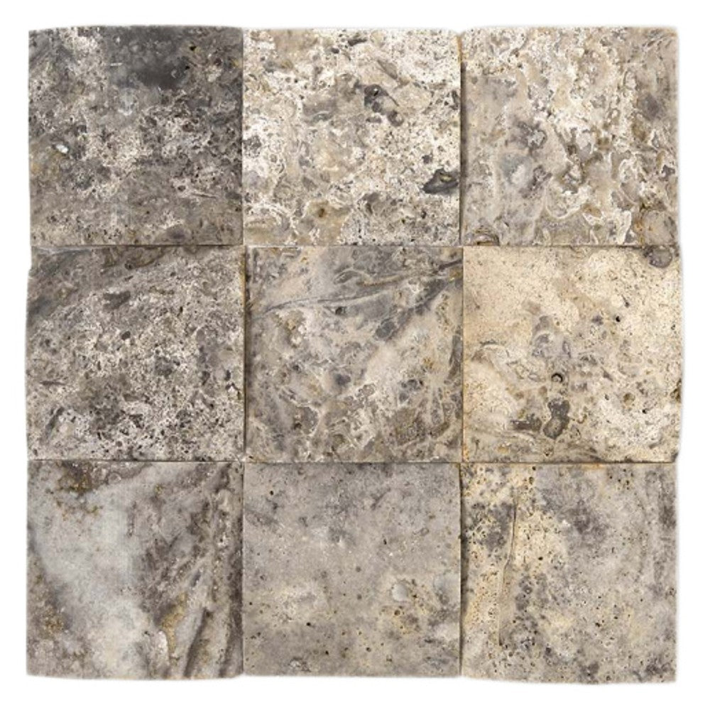 Silver Travertine Basketweave Mosaics