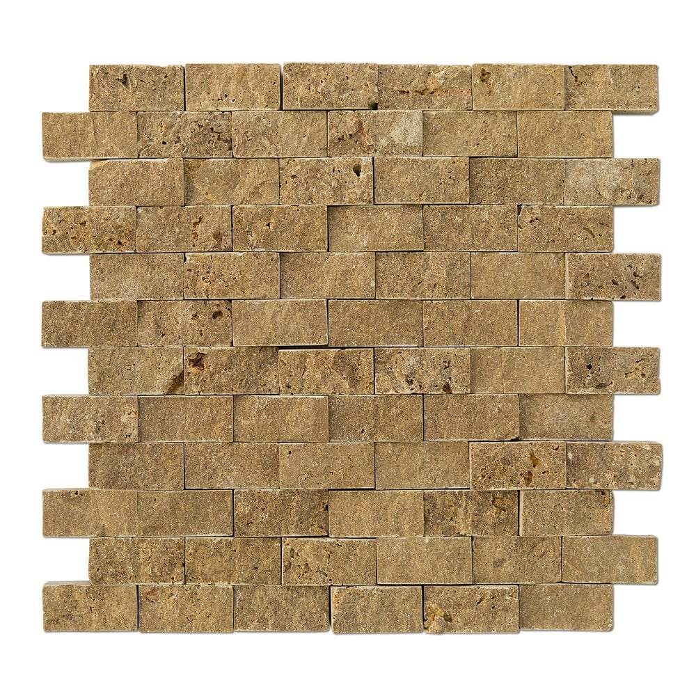 Noce Splitface Travertine Mosaics