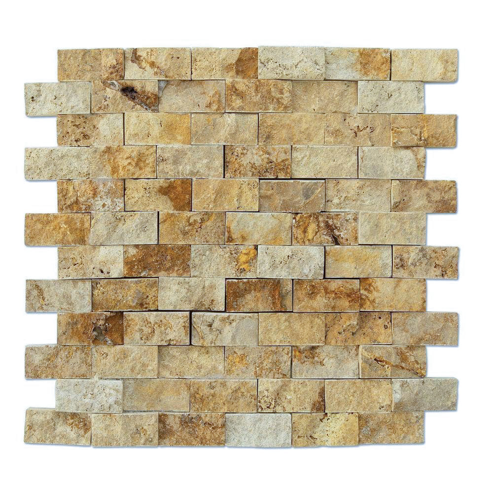Gold Split Face Travertine Mosaics