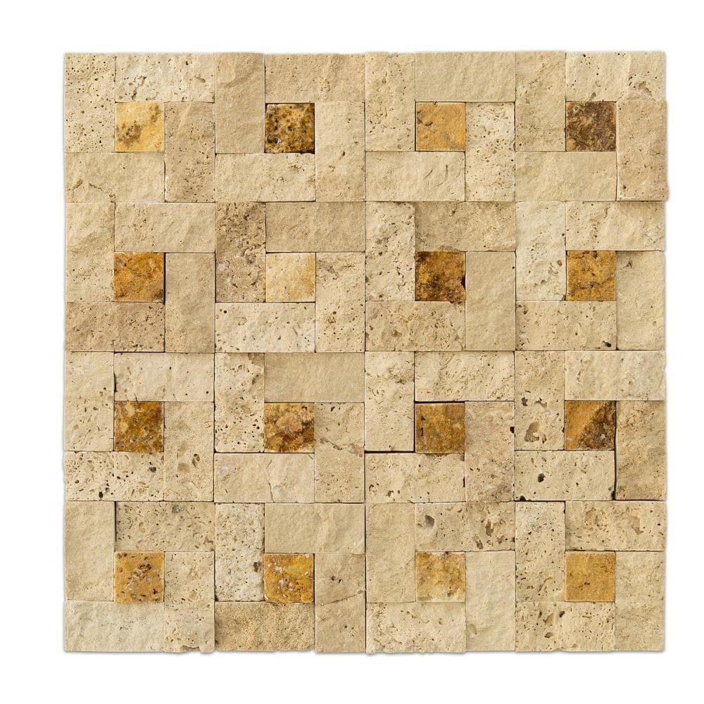 Beige Split Face Travertine Mosaics