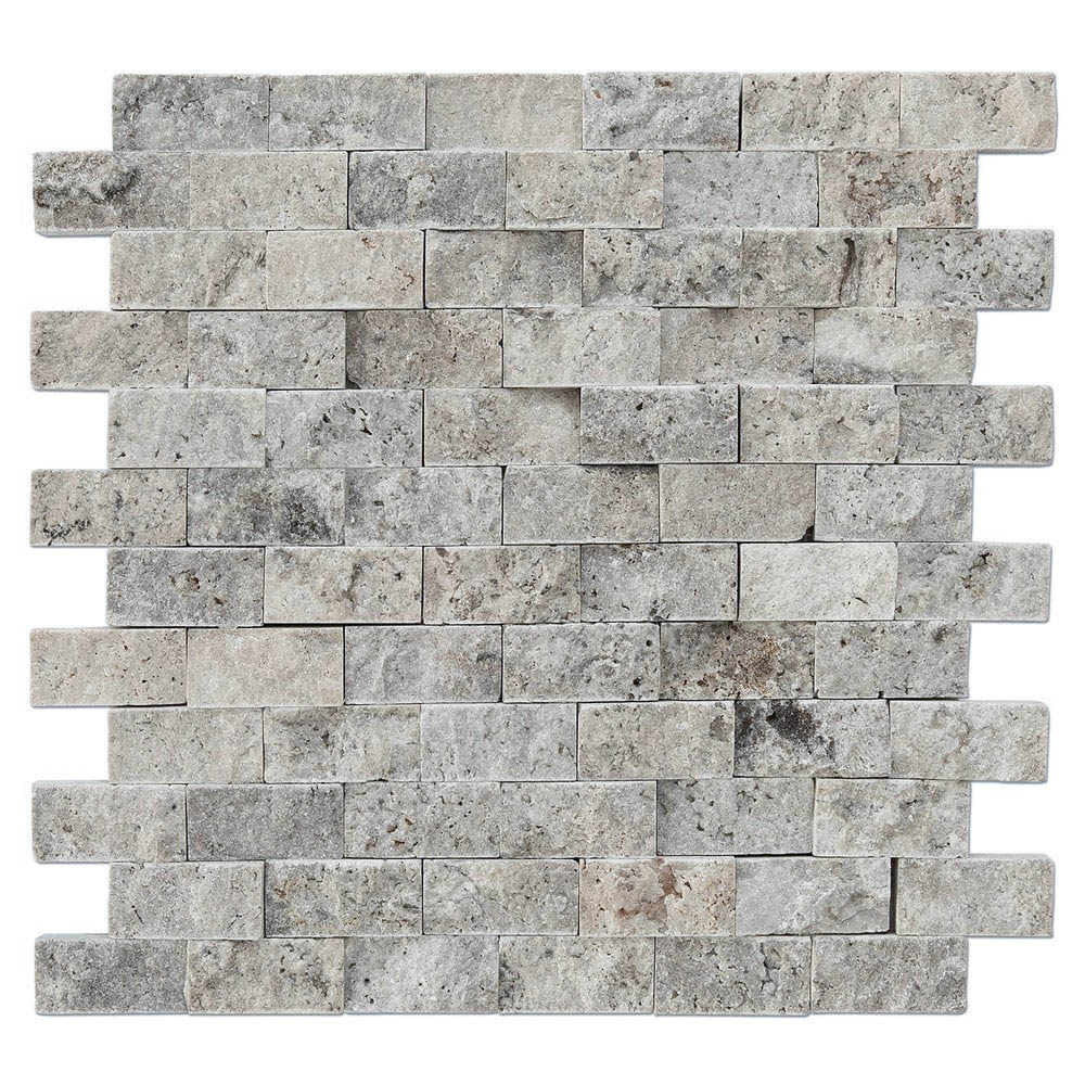 Silver Split Face Travertine Mosaics
