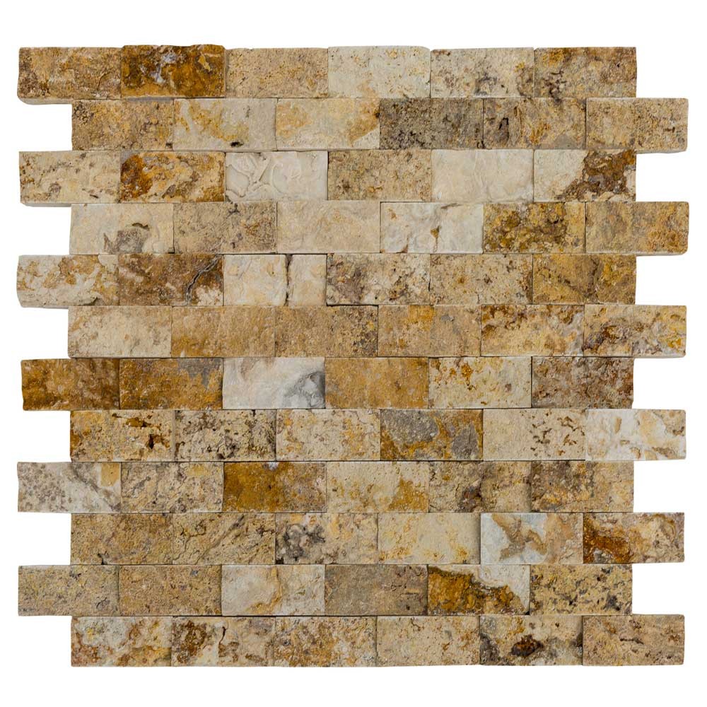 Valencia Travertine Split Face Stone Siding Mosaic Tiles