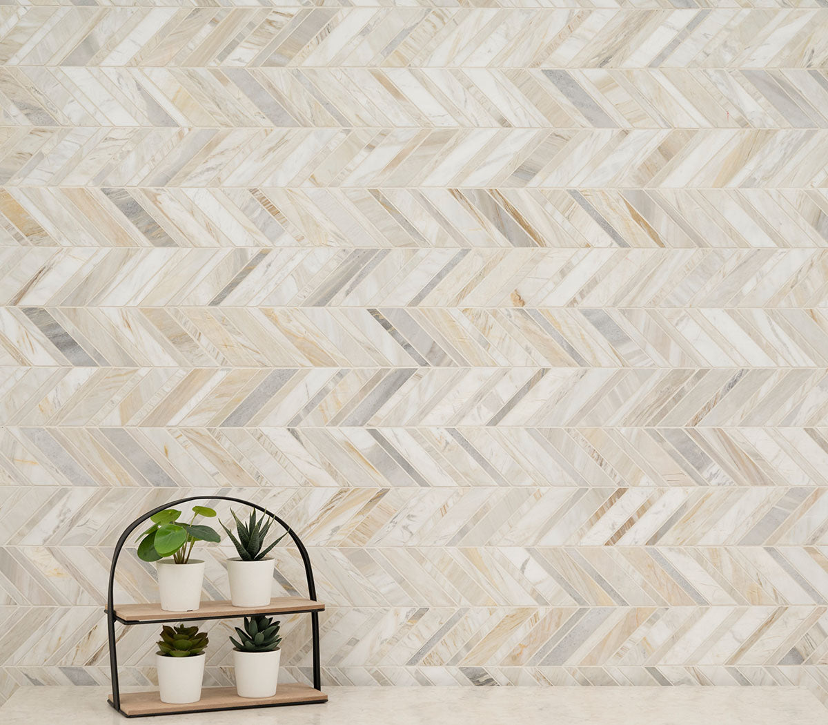 MSI Athena Gold Chevron Honed Marble Mosaic Tile 12"x12"