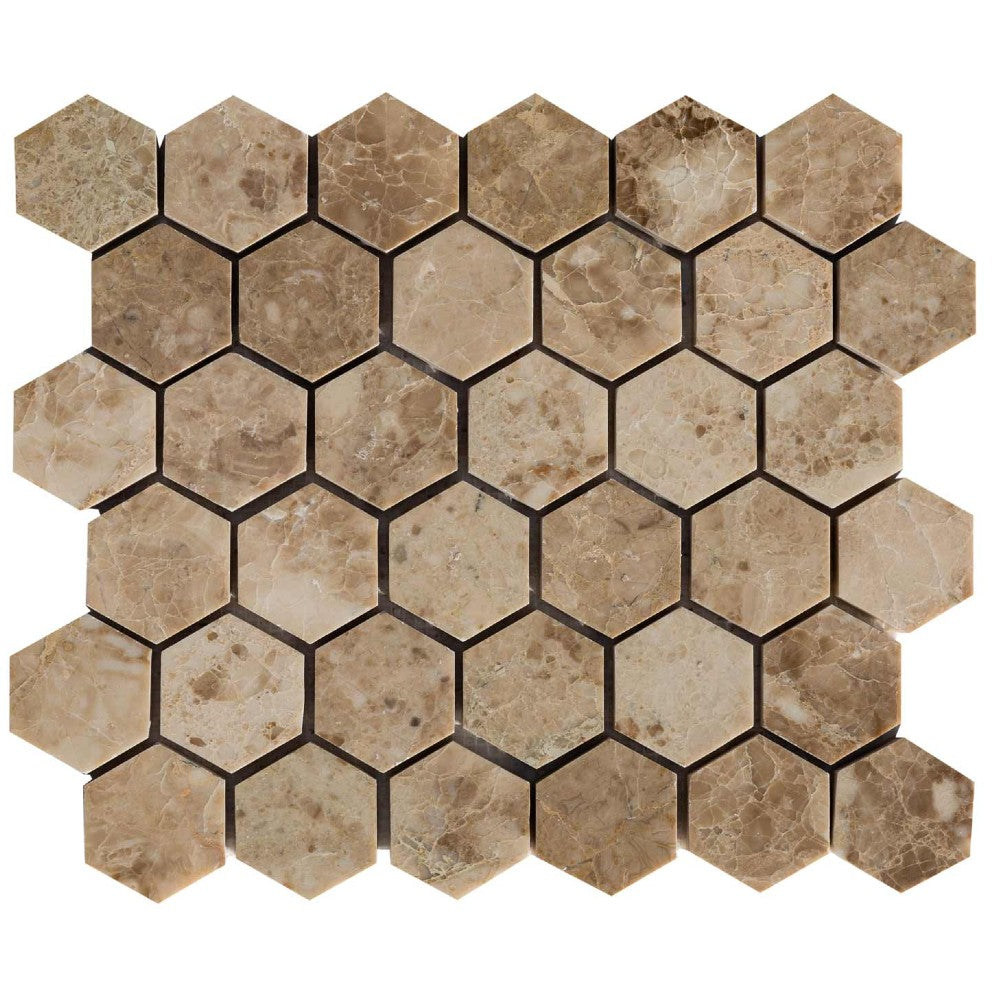 Cappuccino Polished Hexagon Marble Mosaics