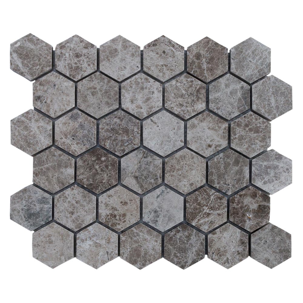Silver Emperador Polished Hexagon Marble Mosaics