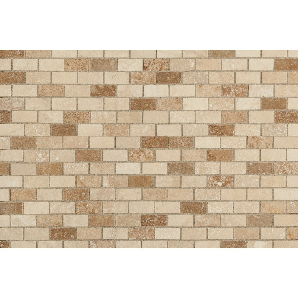 Mixed Beige Walnut Noce Travertine Mosaic Tiles