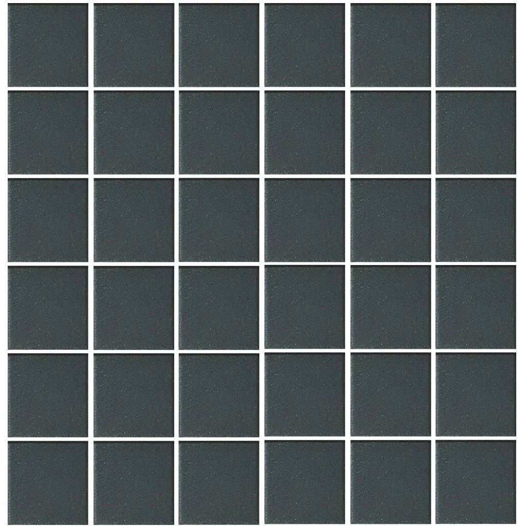 Aquatica Black 2"x2" Porcelain Mosaic Pool Tile 12"x12" - Unglazed Collection
