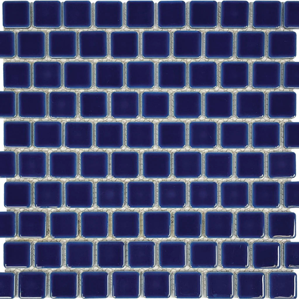 Aquatica Royal Blue 1"x1" Porcelain Mosaic Pool Tile 12"x12" - Harmony Collection