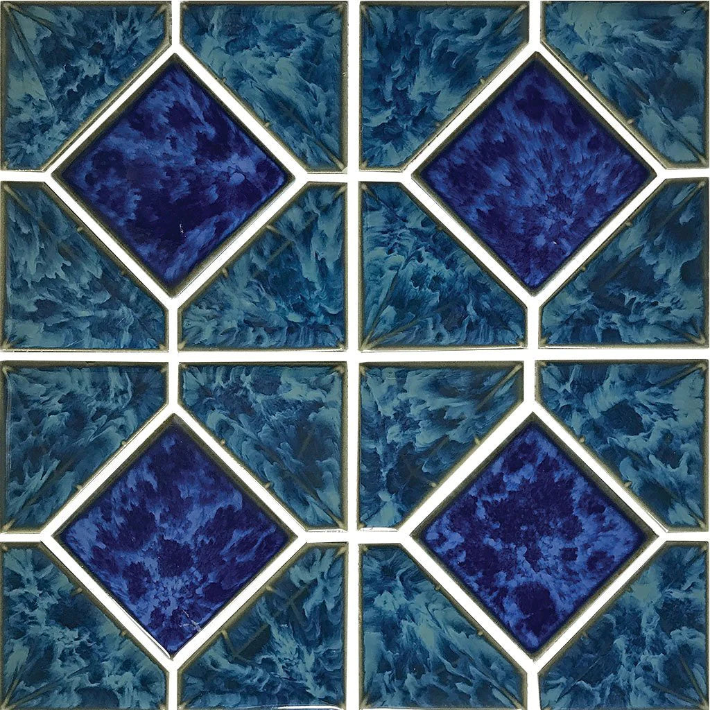 Aquatica Atlantic Green Akron Porcelain Mosaic Tile 12"x12" - Diamond Reflection Collection