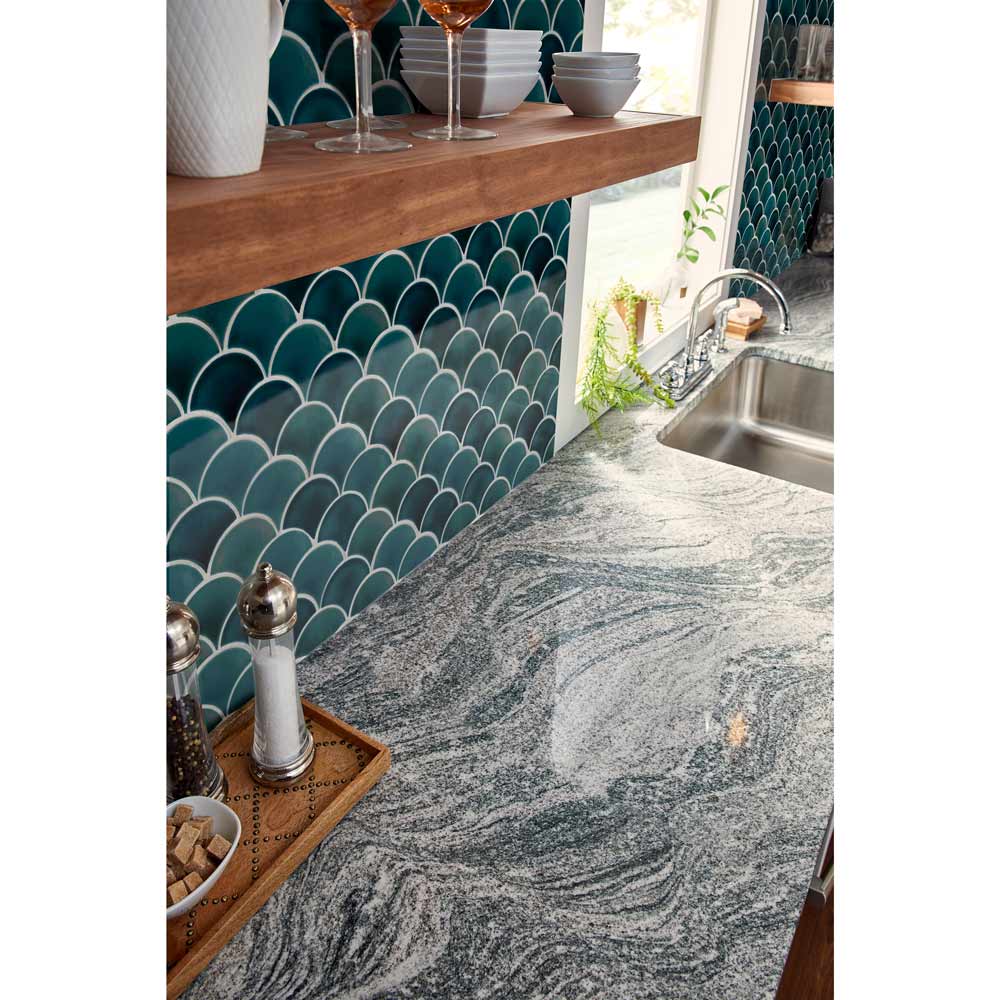 MSI Azul Scallop Glossy Porcelain Mosaic Tile 9.96"x13.11"