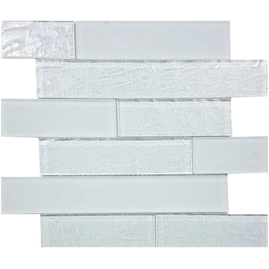 Aquatica Alabaster 2"x6" Glossy & Matte Glass Mosaic Tile 11.75"x11.75" - Revere Collection