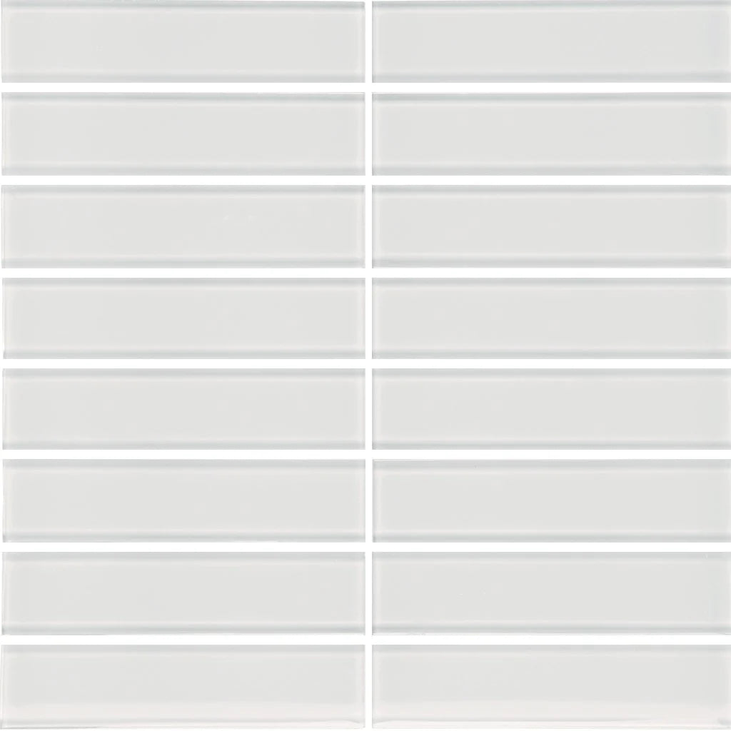 Aquatica Ice 1.5"x6" Stacked Glass Mosaic Tile 11.75"x11.75" - Element Collection