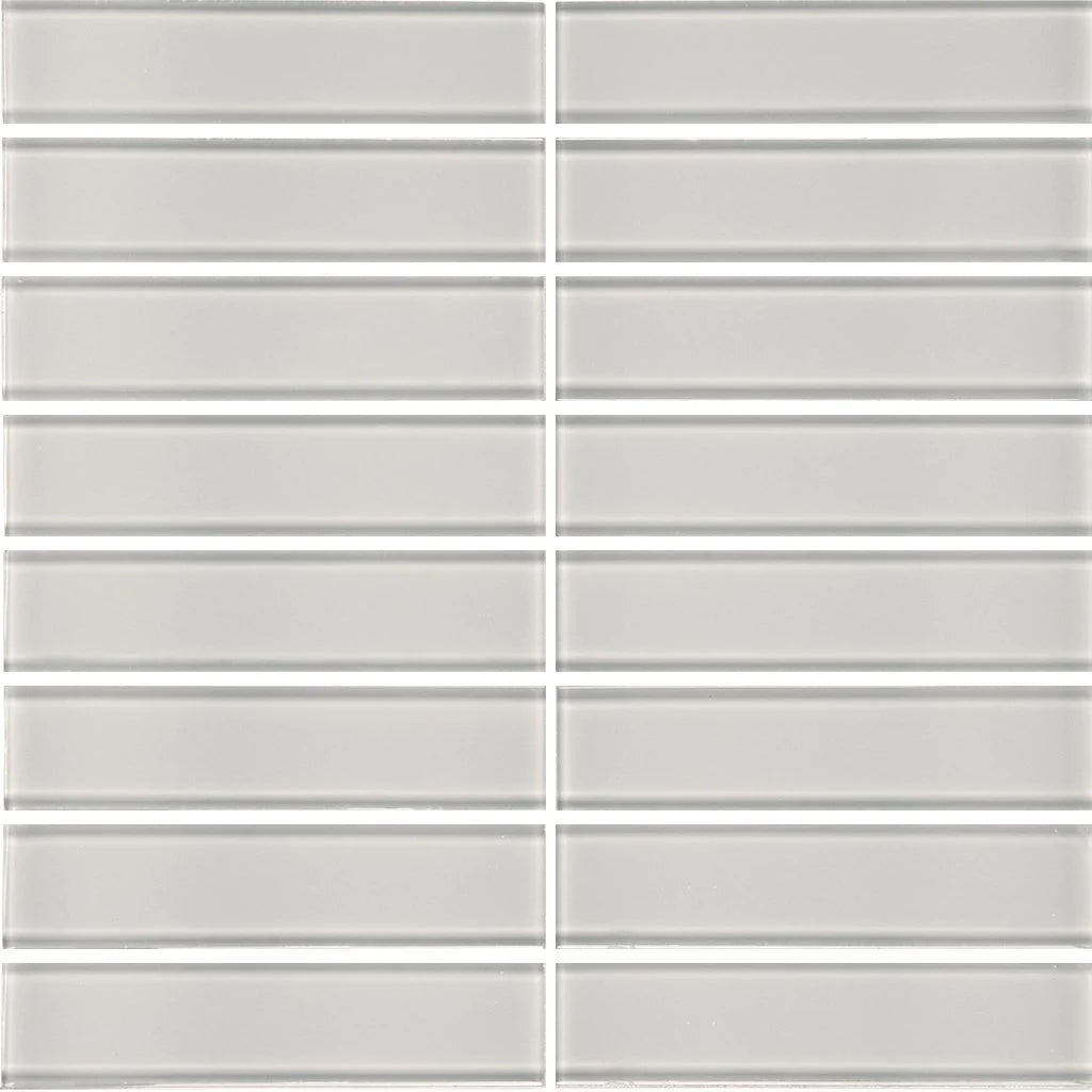 Aquatica Cloud 1.5"x6" Stacked Glass Mosaic Tile 11.75"x11.75" - Element Collection