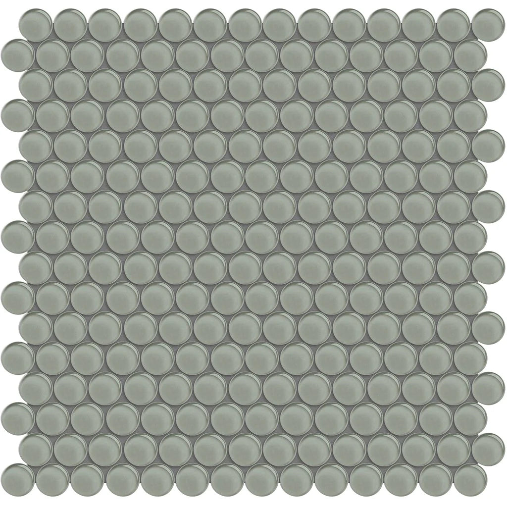 Aquatica Penny Round Smoke Glass Mosaic Tile 11.50"x11.75" - Element Collection