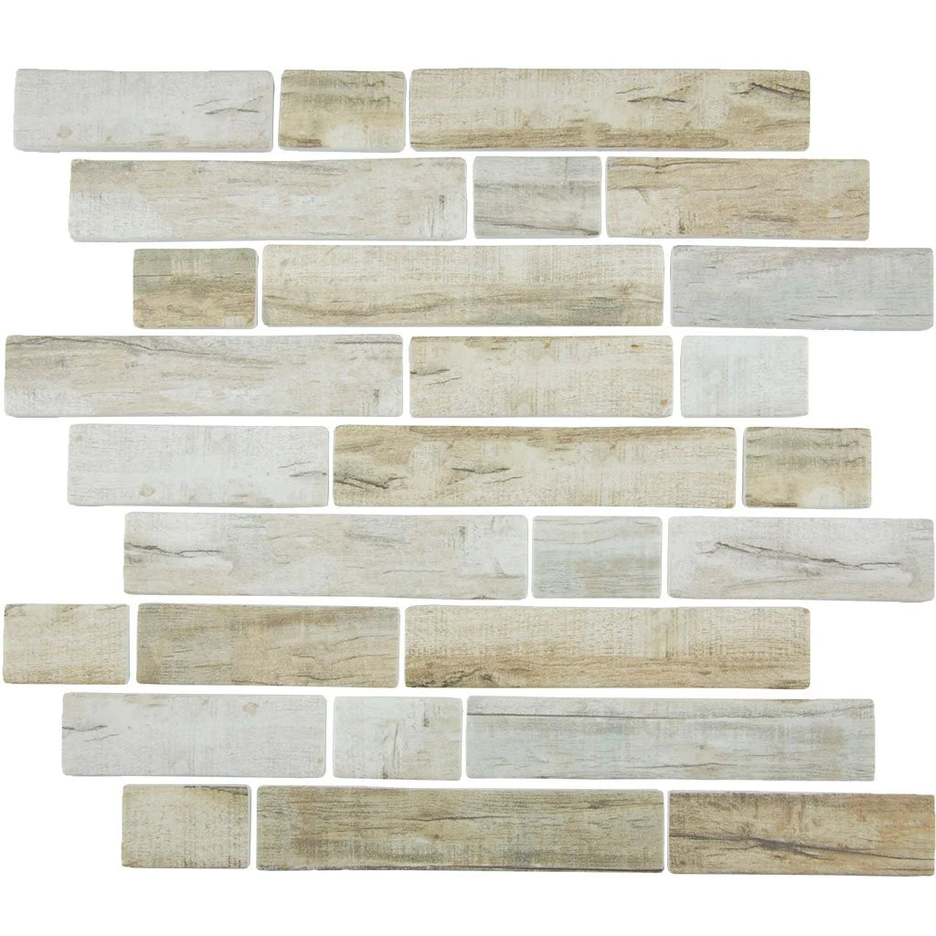 Aquatica Cinnamon Multi Linear Glass Mosaic Tile 11.75"x11.5" - Bark Collection