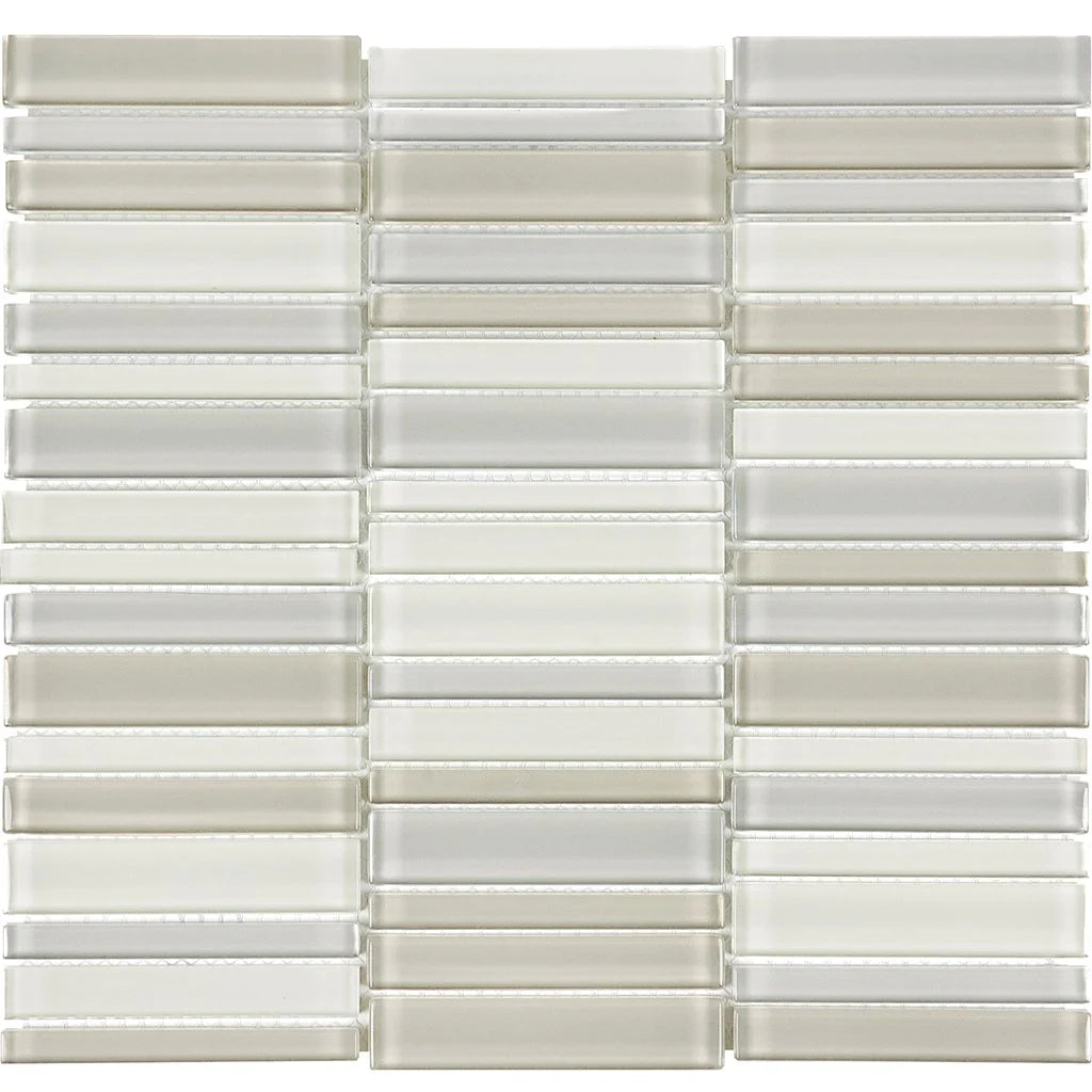 Aquatica Natural Blend 1"x4" Stacked Glass Mosaic Tile 11.25"x11.75" - Element Collection