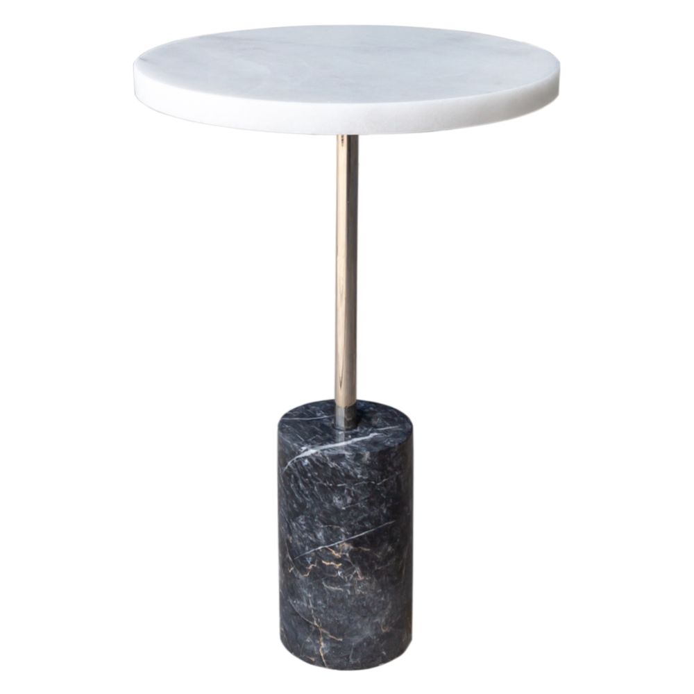 Mugla White Marble Round Side Table Polished
