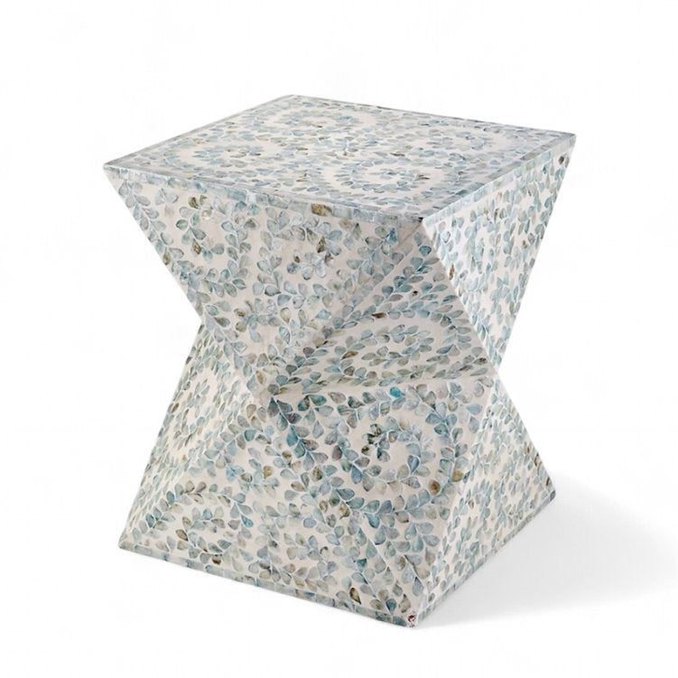 Geometric Shaped Ethnic Patterned Mother of Pearl Coffee Table - (W)16"(L)16" (H)20"