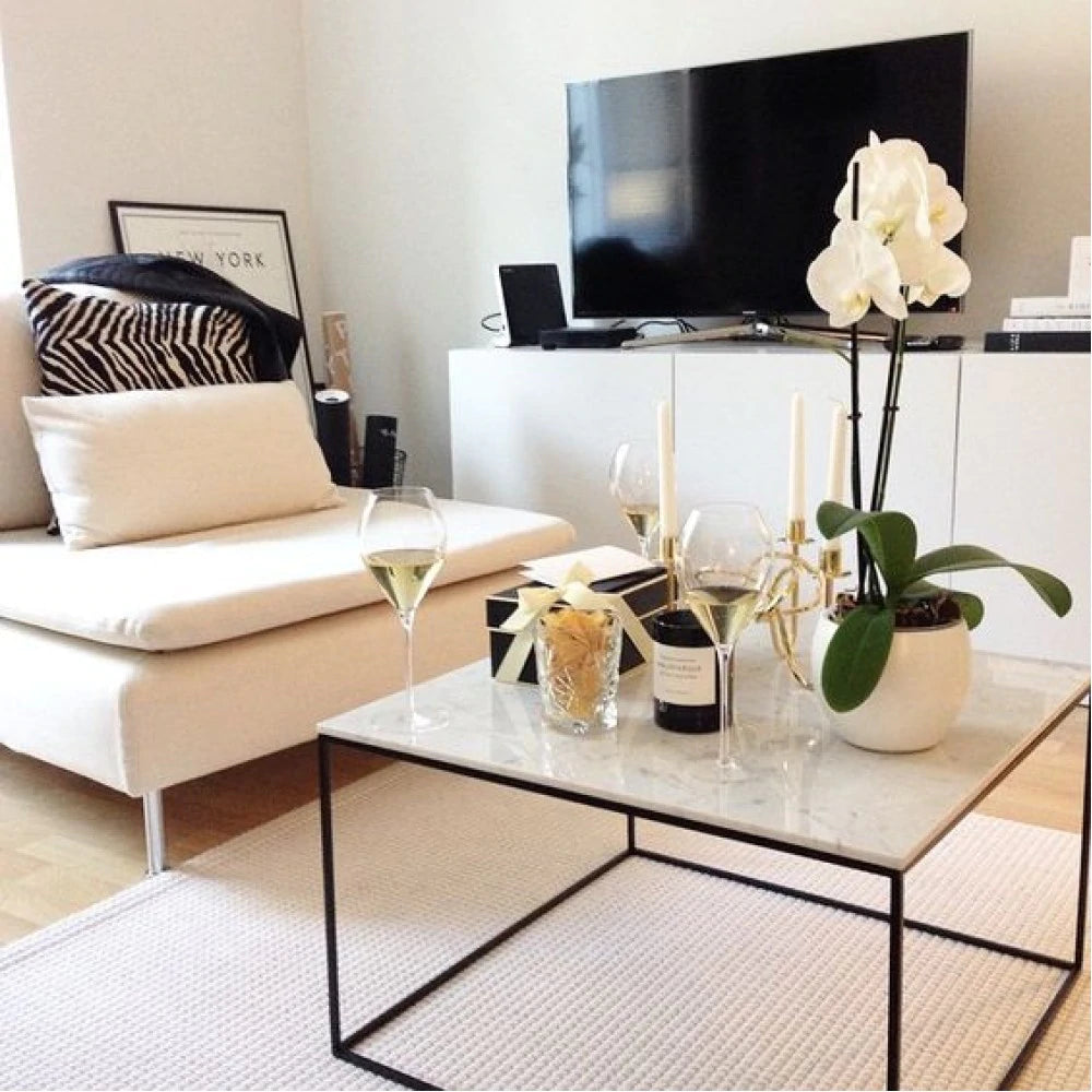 Carrara White Marble Coffee Table Square