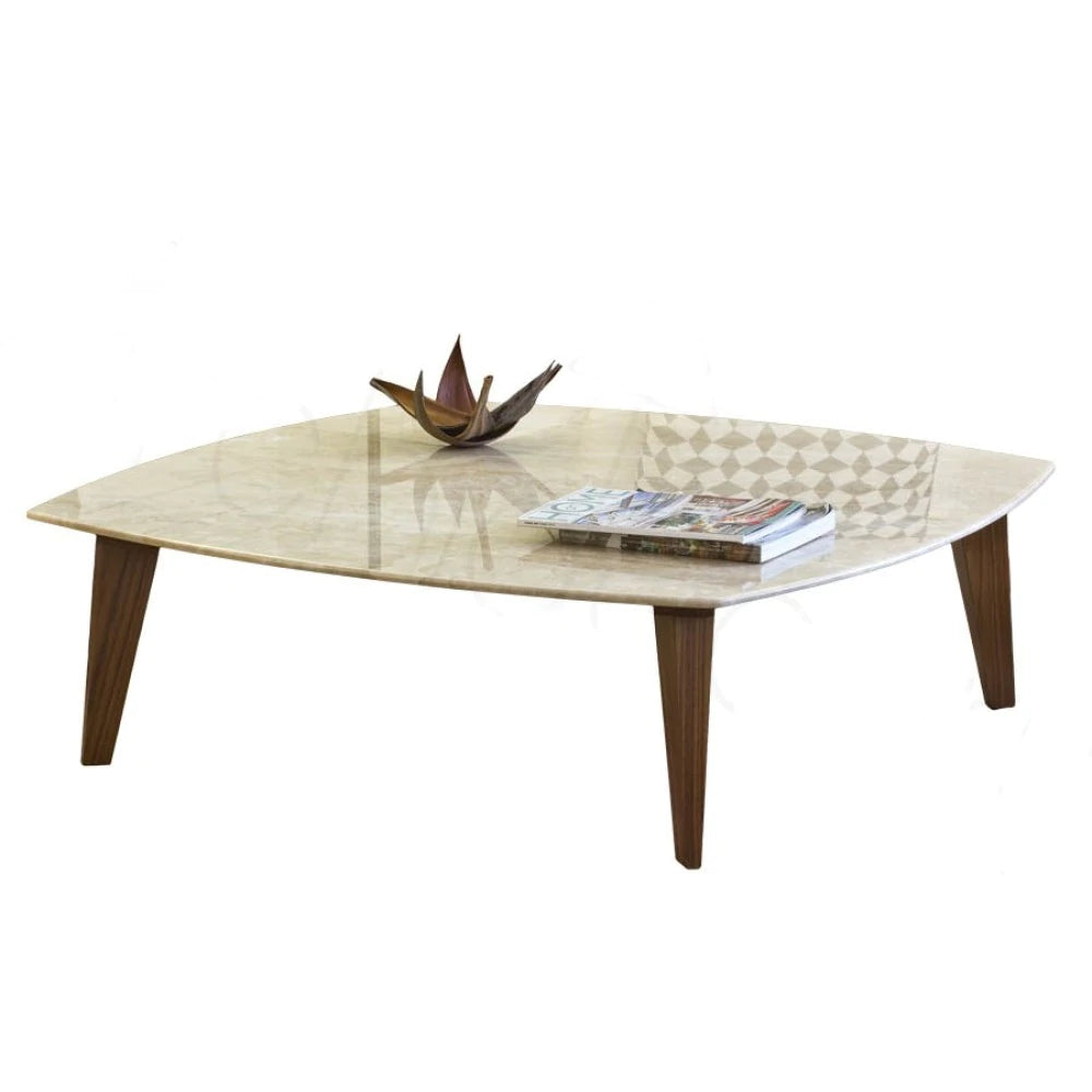 Burdur Beige Marble Coffee Table Polished and Eased Edge