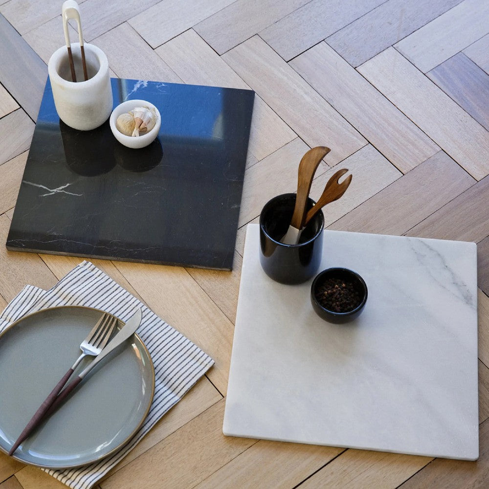 Marble Charcuterie Square Cutting/Serving Board Semi-Polished