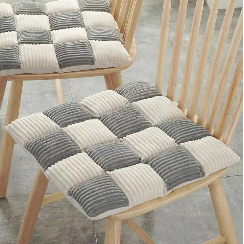 GobekUsa Corduroy Cushion: Plaid Thickened Office Chair, Dining Chair, Sofa Floor Cushion