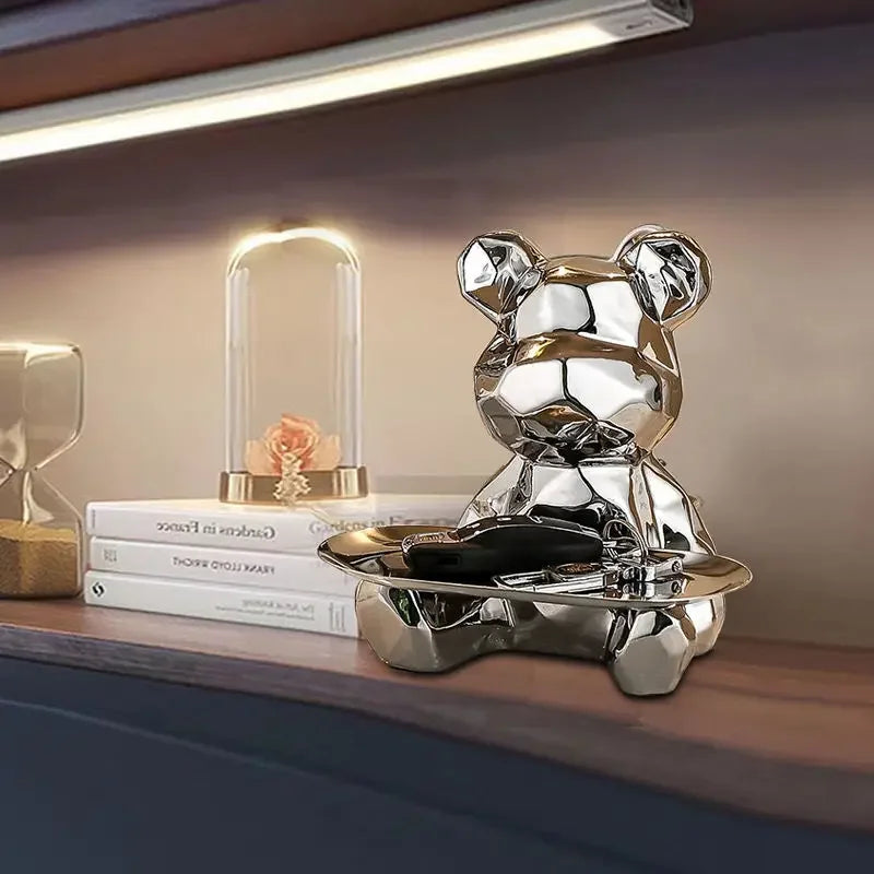 GobekUsa Geometric Bear Piggy Bank Key Tray Cosmetic Bookshelf Statue & Storage Box